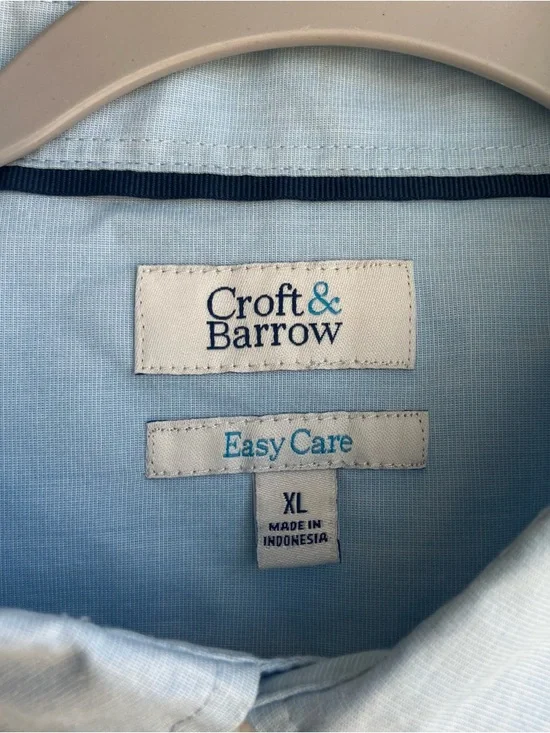 🔥Croft & Barrow Men’s Light Blue Casual Button-Down Short Sleeve Shirt- Size XL - Picture 2 of 11